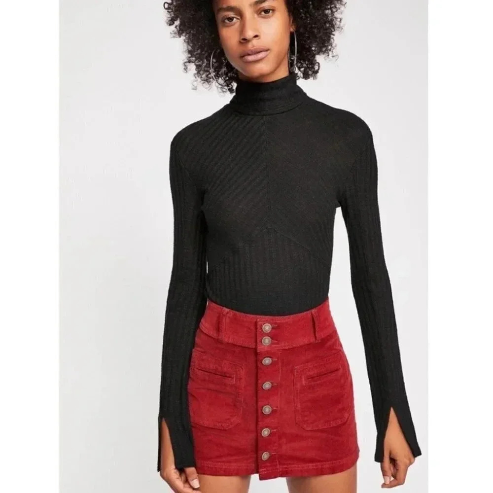 FREE PEOPLE WE THE FREE JOANIE CORDUROY MINI SKIRT